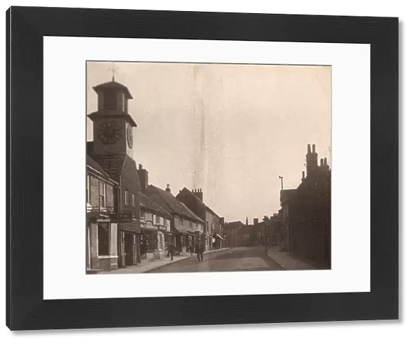 Steyning High Street and clock tower, 1912
