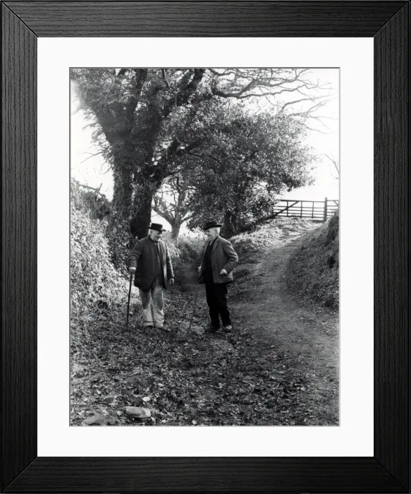 Framed Print : Two country gentlemen chatting in country lane, Upperton, Sussex Framed Print : Two country gentlemen chatting in country lane, Upperton, Sussex