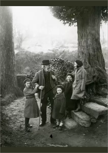 Group chatting on footpath at Upperton, Sussex, December 1935