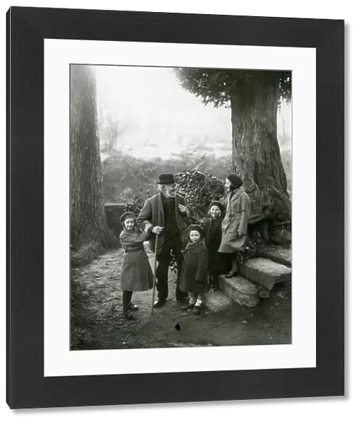 Group chatting on footpath at Upperton, Sussex, December 1935