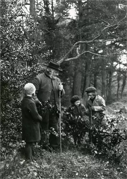 Group gathering holly at Upperton, Sussex, December 1935