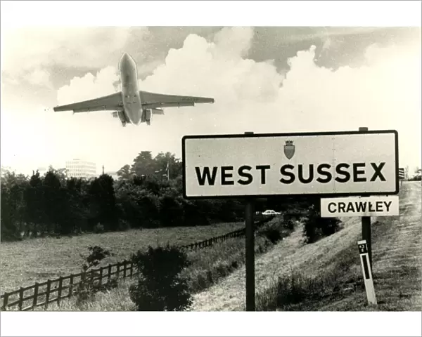 West Sussex boundary sign, taken from the M23 spur, Crawley, 1988