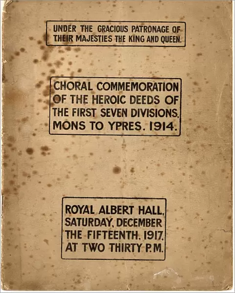Choral Commemoration Albert Hall Programme, 1917