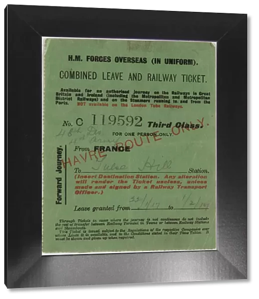 World War One Combined Leave and Railway Ticket, 1917