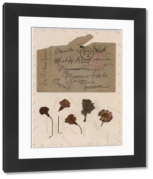 Card depicting dried flowers from the Front, World War 1