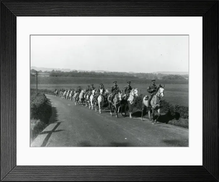 Framed Print : Royal Scots riding up Duncton Hill, August 1936 Framed Print : Royal Scots riding up Duncton Hill, August 1936