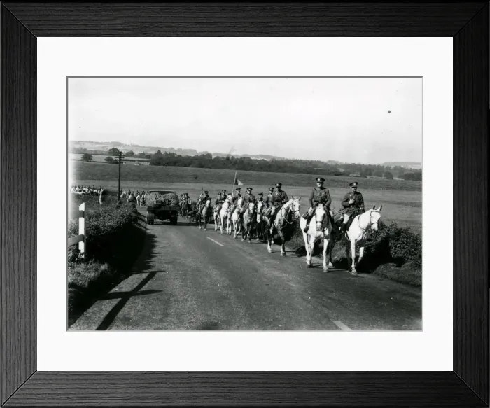 Framed Print : Royal Scots Greys riding up Duncton Hill, August 1936 Framed Print : Royal Scots Greys riding up Duncton Hill, August 1936
