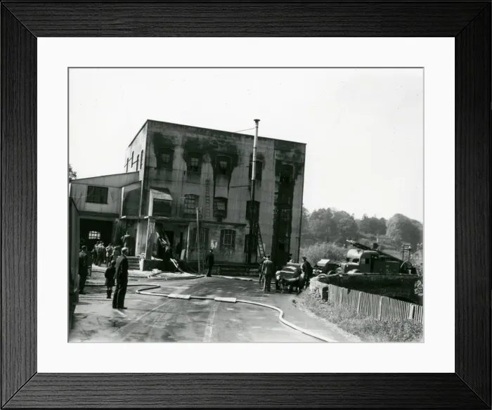Framed Print : Coultershaw Mill after a fire, Petworth, 16 May 1946 Framed Print : Coultershaw Mill after a fire, Petworth, 16 May 1946