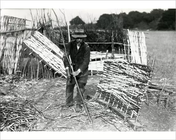 Hurdle maker at Up Waltham, Sussex, c1920s