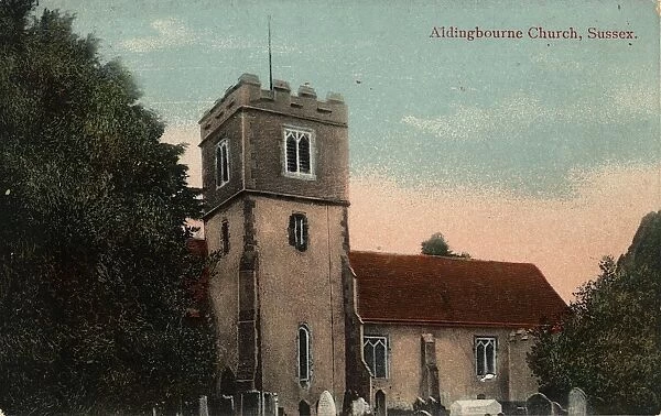 Aldingbourne Church exterior, 1905