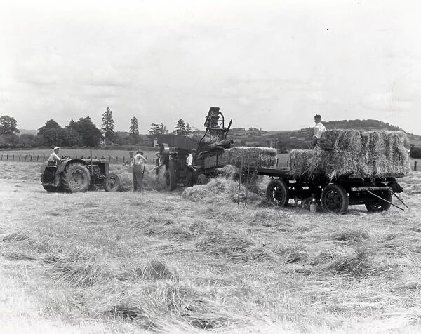 Baling Hay at Newton Farm, Hereford - July 1945