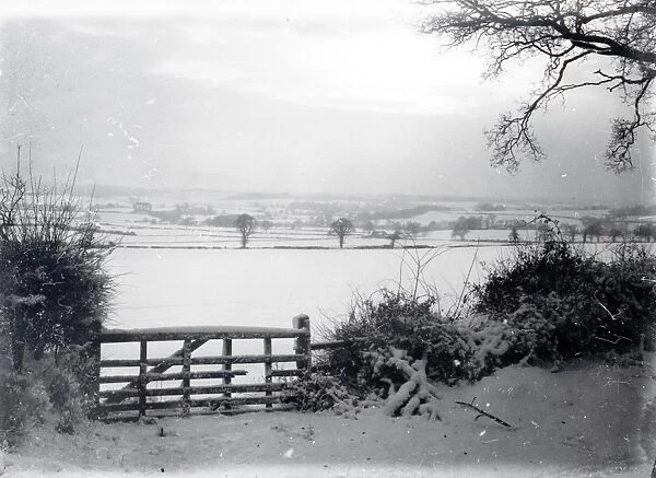 Five bar gate overlooking snowy fields at Upperton Way, February 1940