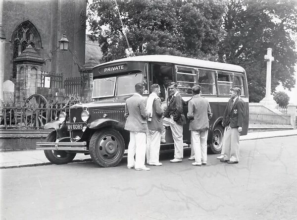 Bedford Bus outside a church, July 1935. George Garland Collection