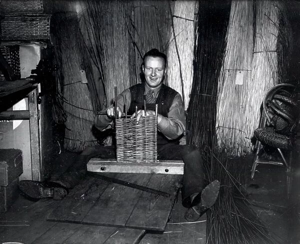 Blind Basket Maker at work - about 1942