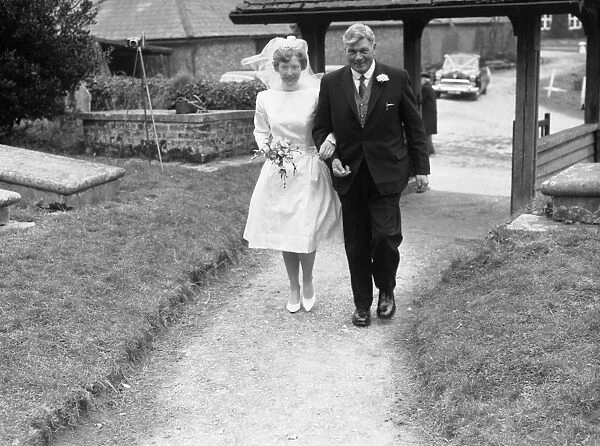Bride and Groom at wedding, The Woodpecker, Hunston, 3rd March 1962.