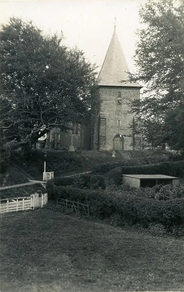 Catsfield Church. Postcard print. Full view of exterior