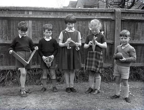 Children in playground of Lancastrian Infants School, Chichester, May 1956