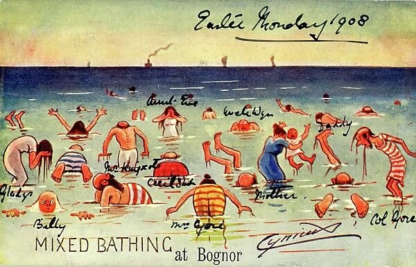 Comic Postcard: Mixed bathing at Bognor