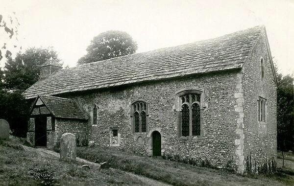 Coombes Church. Dedication unknown. Black and white postcard.