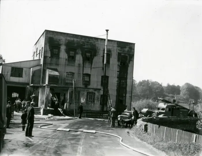 Framed Print : Coultershaw Mill after a fire, Petworth, 16 May 1946 Framed Print : Coultershaw Mill after a fire, Petworth, 16 May 1946