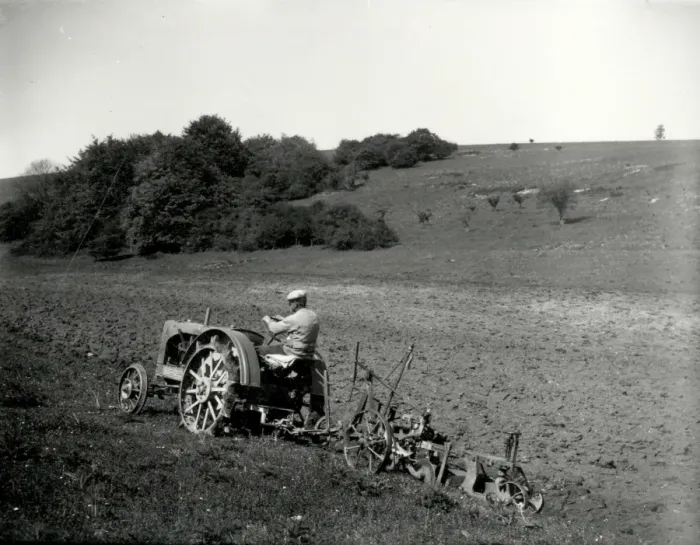 Framed Print : Cultivating downland under Framed Print : Cultivating downland under