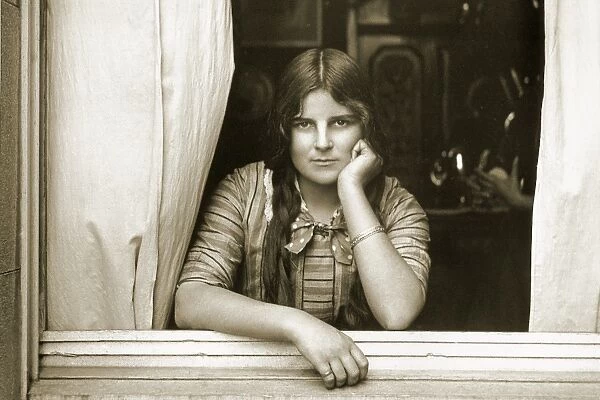 Girl at a window, c.1922, West Sussex location unknown; Walter Gardiner