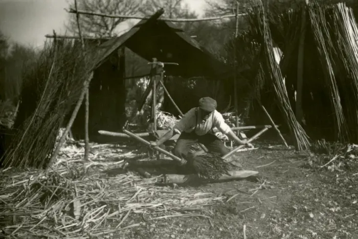 Framed Print : Hoop Maker at Balls Cross Kirdford - March 1948 Framed Print : Hoop Maker at Balls Cross Kirdford - March 1948
