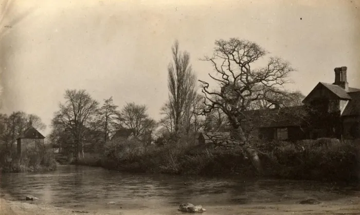 Framed Print : Houses overlooking the river at Ditchling, 11 February 1890 Framed Print : Houses overlooking the river at Ditchling, 11 February 1890