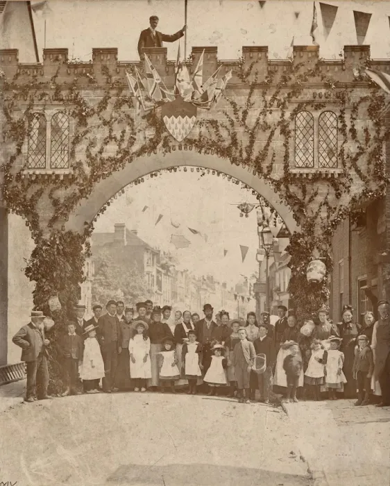 Framed Print : Jubilee Arch, West Gate, Chichester, 1897 Framed Print : Jubilee Arch, West Gate, Chichester, 1897