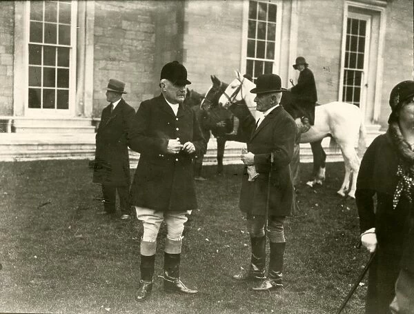 Leconfield Opening Meet on lawn outside Petworth House, 1931