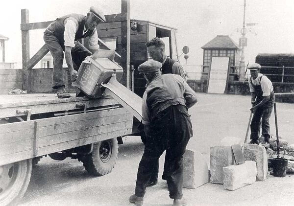 Keep left bollard being taken away for scrap [1939]