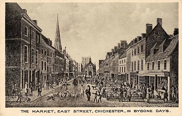 The market, East Street, Chichester in Bygone days