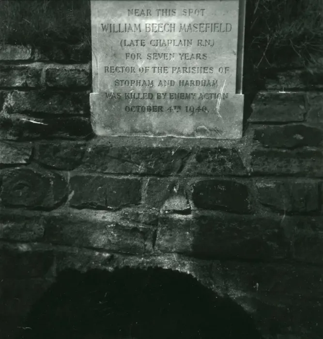 Framed Print : Masefield Memorial Stone at Stopham - 1947 Framed Print : Masefield Memorial Stone at Stopham - 1947