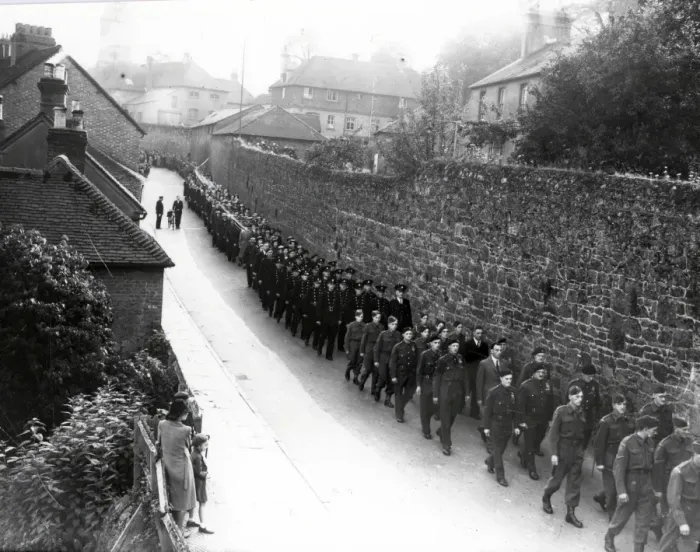 Framed Print : Petworth School Bombing - Procession - September 1942 Framed Print : Petworth School Bombing - Procession - September 1942