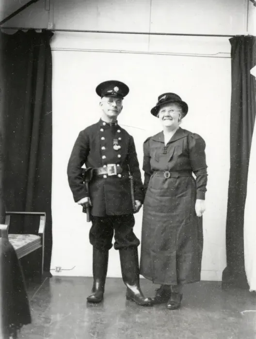 Framed Print : Portrait of a Fireman and his wife - October 1940 Framed Print : Portrait of a Fireman and his wife - October 1940