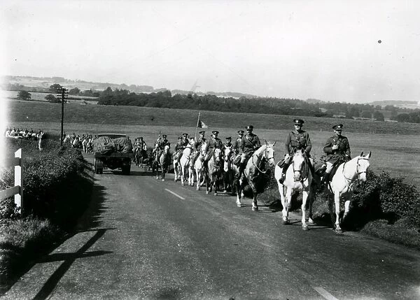 Royal Scots Greys riding up Duncton Hill, August 1936