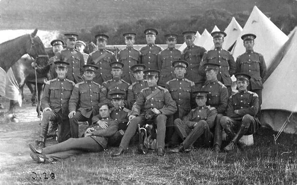 RSR 16th Battalion, Sussex Yeomanry, at camp with dog and bugle, 1908