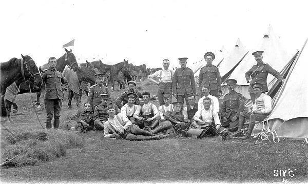 RSR 16th Battalion, Sussex Yeomanry, at camp with horses
