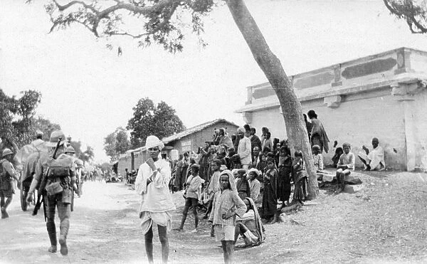 RSR 2  /  6th Battalion, Natives watching the march of the 6th Royal Sussex, Kenkeri, India 1916