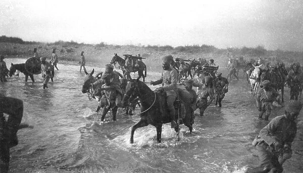 RSR 2  /  6th Battalion, Peshawar Mountain Battery crossing river, 1917