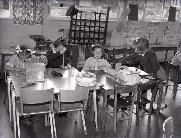 Sewing lesson at Lancastrian Infant School, Chichester, May 1956