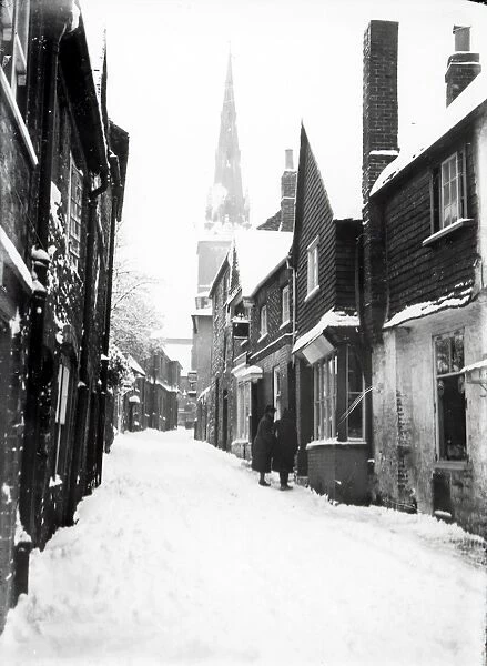 Snowy street scene, January 1940