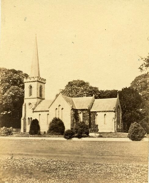 Stanmer Church. Small sepia print. Exterior view taken from a distance