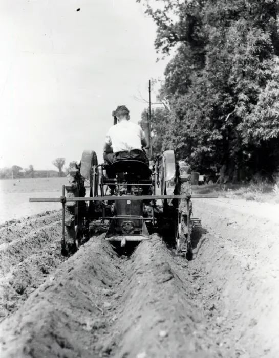 Framed Print : Tractor Ploughing at Halnaker - 23 July 1945 Framed Print : Tractor Ploughing at Halnaker - 23 July 1945