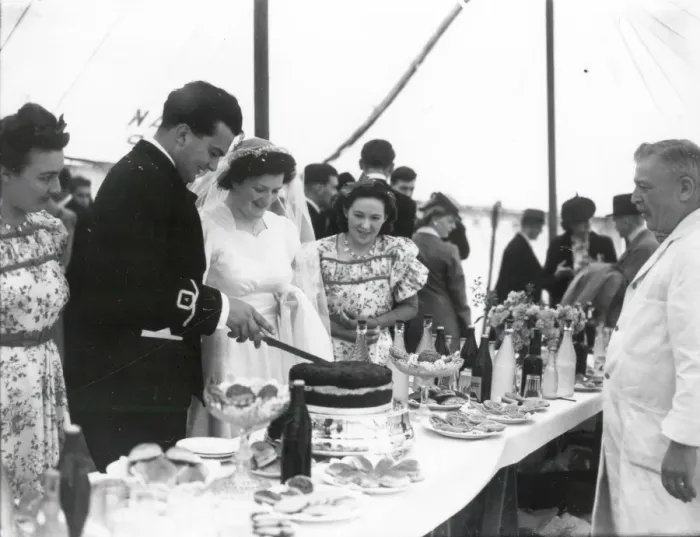 Framed Print : Wartime Wedding Buffet and Cake - July 1943 Framed Print : Wartime Wedding Buffet and Cake - July 1943