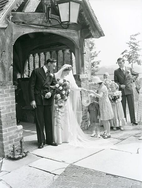 Wedding, 1953. Country church wedding in Kirdford, West Sussex