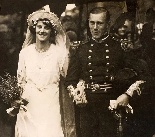 Wedding Couple at Chichester Cathedral, 1930