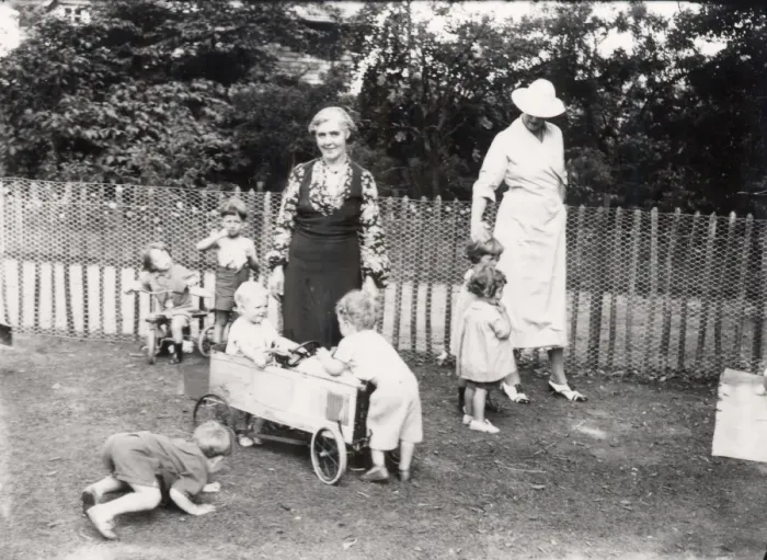 Framed Print : Very young children playing in Petworth House Garden, September 1939 Framed Print : Very young children playing in Petworth House Garden, September 1939