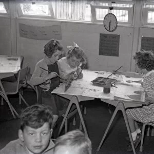 Art class at Lancastrian Infants School, Chichester, May 1956