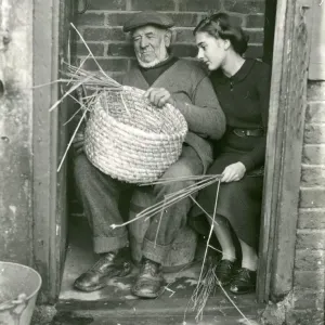 Bee Skep Making Print, Camelsdale, 1937 Bee Skep Making Print, Camelsdale, 1937